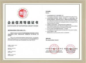 CERTIFICATE OF ENTERPRISE CREDIT GRADE